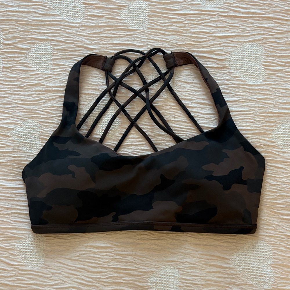 lululemon athletica Black and Brown Camouflage Sports Bra